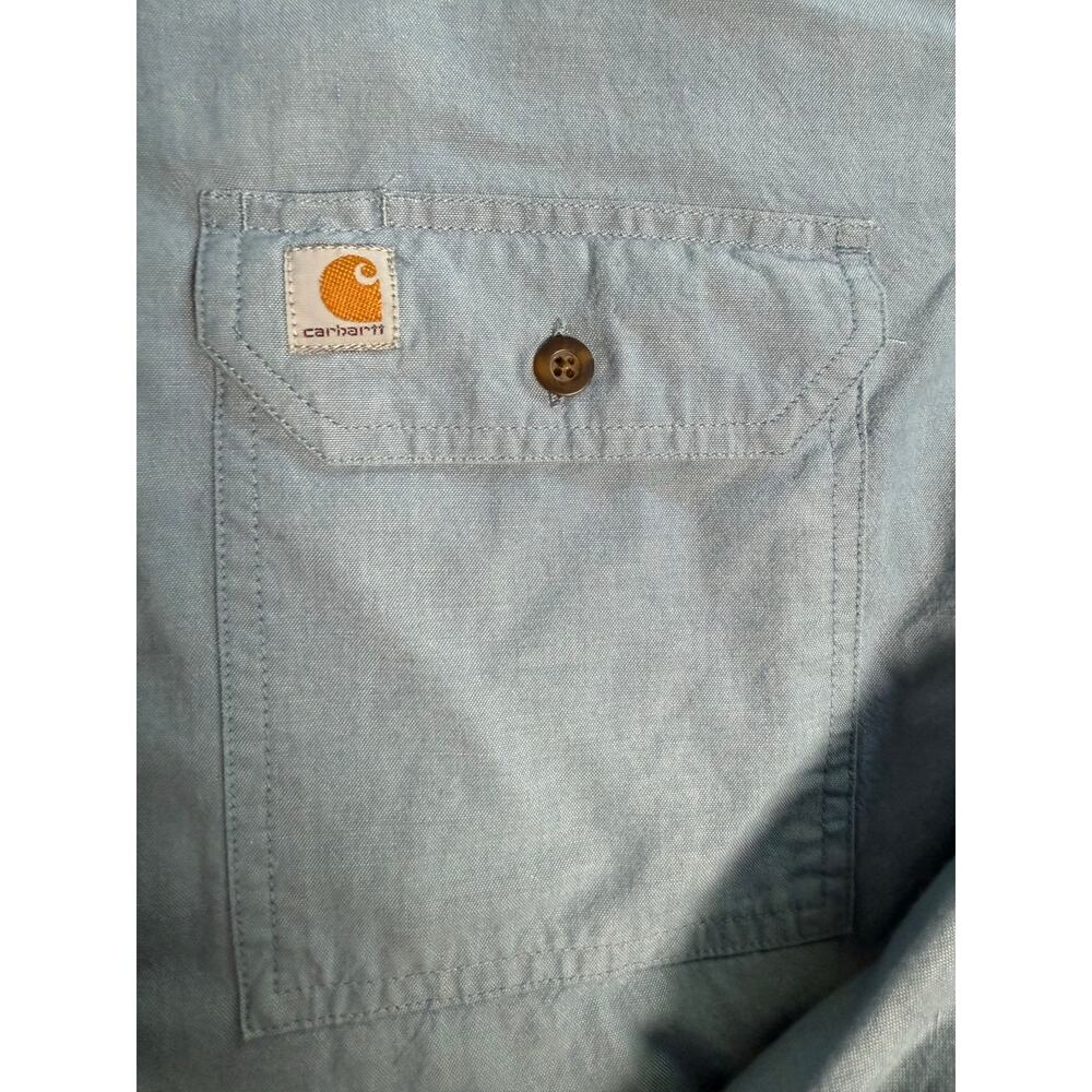 Carhartt Chambray Relaxed Fit Midweight Long Sleeve Shirt Size 2XL TALL Cotton - Picture 5 of 10